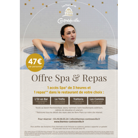 Contrex 3h spa  repas restaurant Les Commis 1 pers.