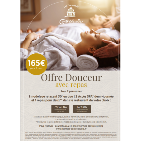 Contrex demi-journée spa douceur  repas L'or en Bar - 2 pers.
